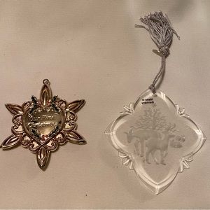 Gorgeous Vintage Set of 2 Gorham Our First Christmas & Lenox Ornaments Germany